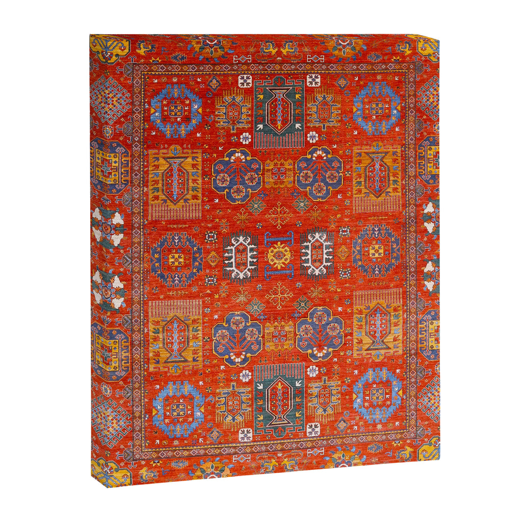 Orange Angel Snowfall Kazak Persian Rug Canvas Print Gallery Image 6