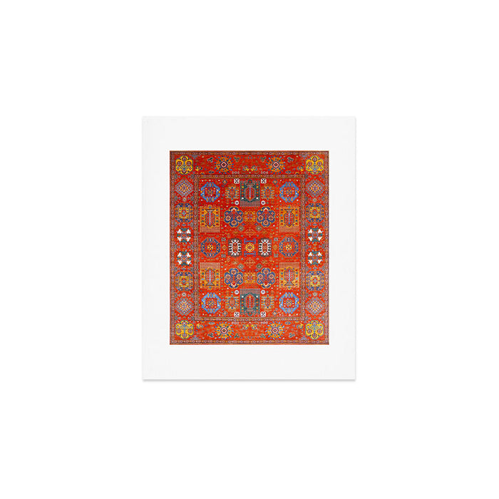 Orange Angel Snowfall Kazak Persian Rug Art Print Gallery Image 1