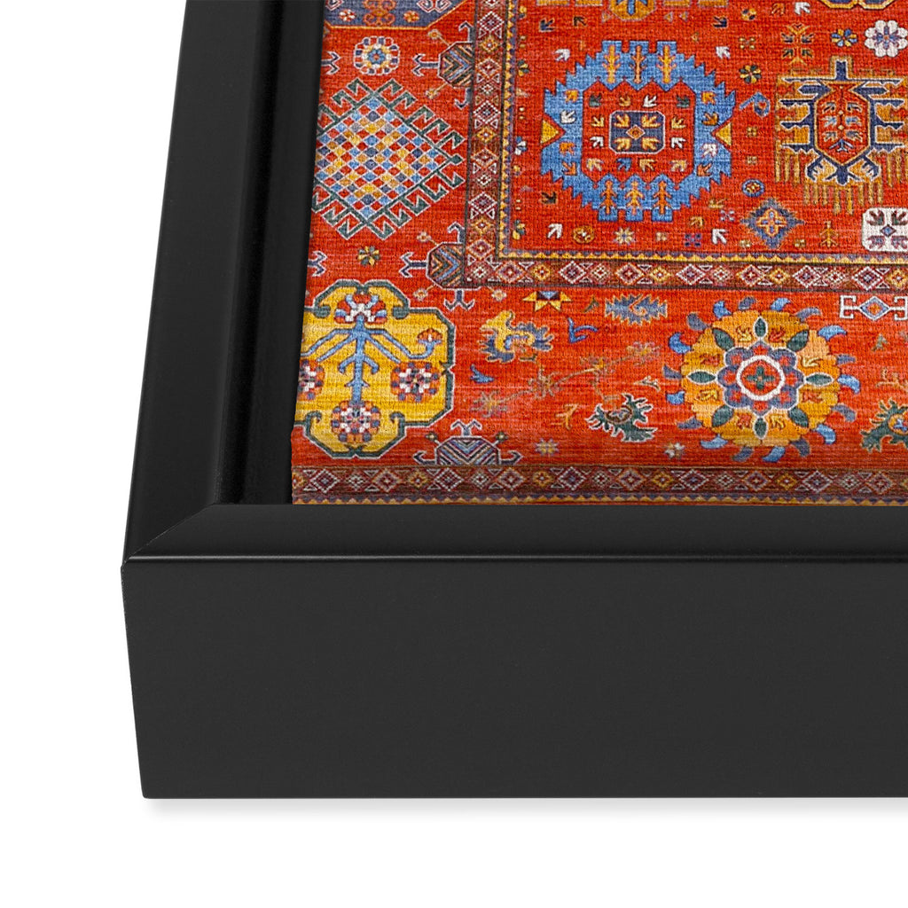 Orange Angel Snowfall Kazak Persian Rug Framed Canvas Print Gallery Image 3