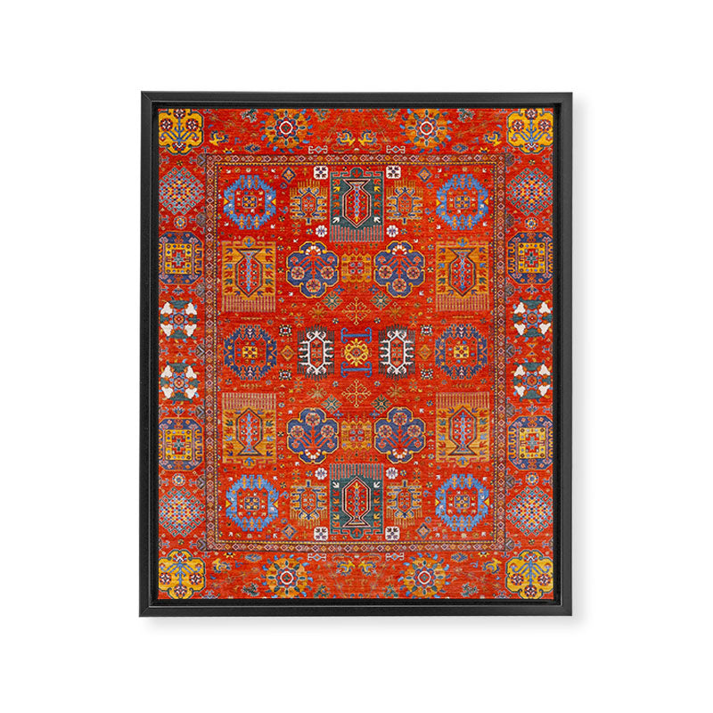 Orange Angel Snowfall Kazak Persian Rug Framed Canvas Print Gallery Image 6