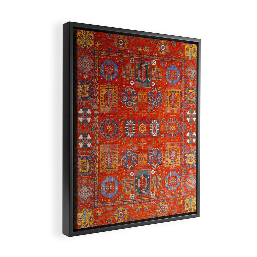 Orange Angel Snowfall Kazak Persian Rug Framed Canvas Print Gallery Image 2
