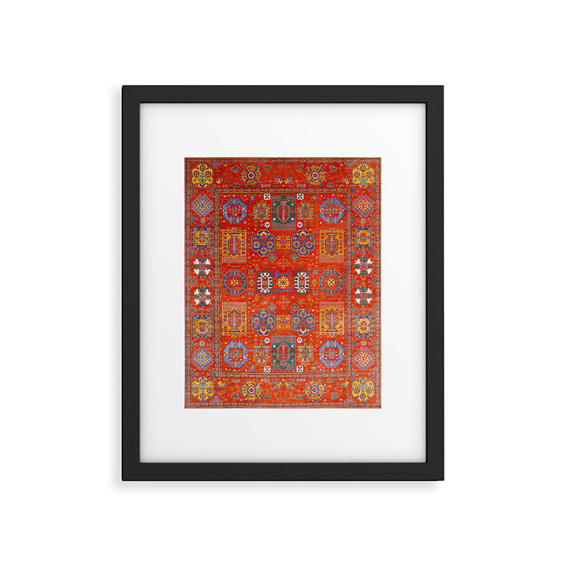 Orange Angel Snowfall Kazak Persian Rug Framed Art Print Gallery Image 5