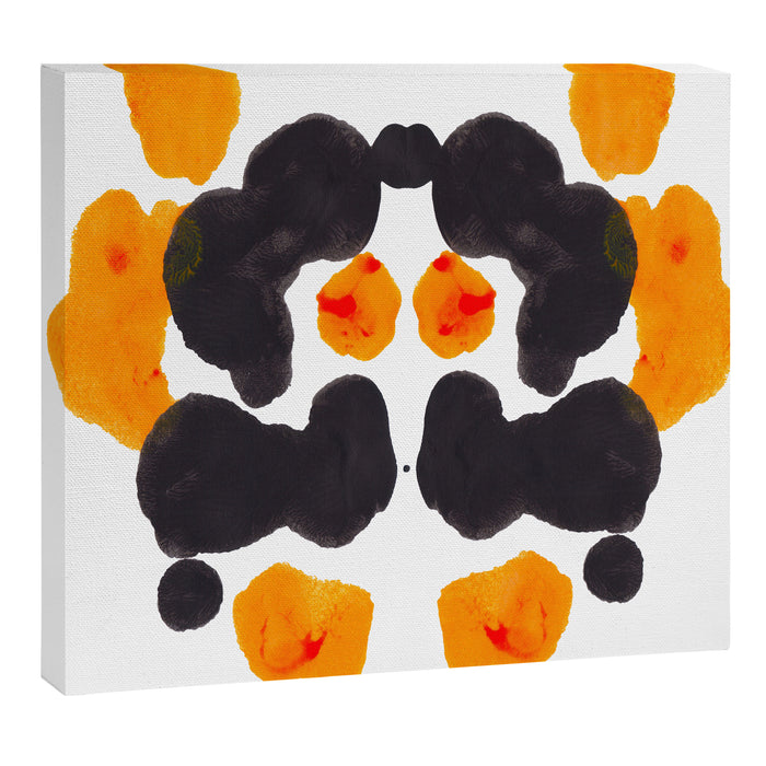 Orange & Black Inkblot Rorschach Diagram Canvas Print Gallery Image 1