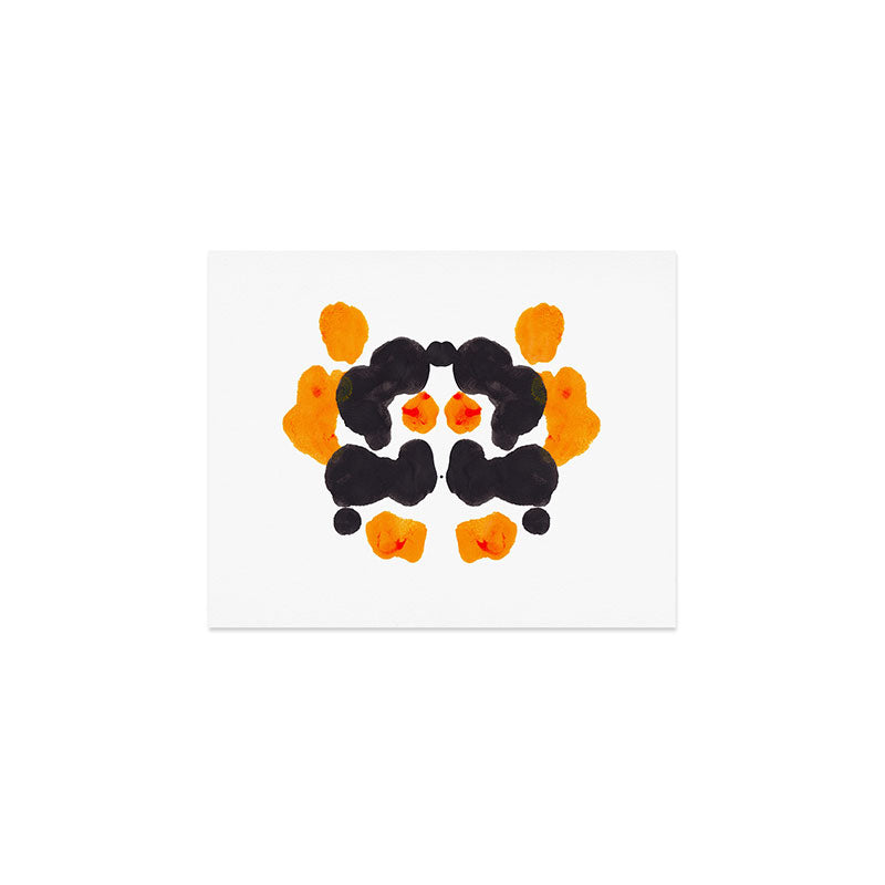 Orange & Black Inkblot Rorschach Diagram Art Print Gallery Image 1