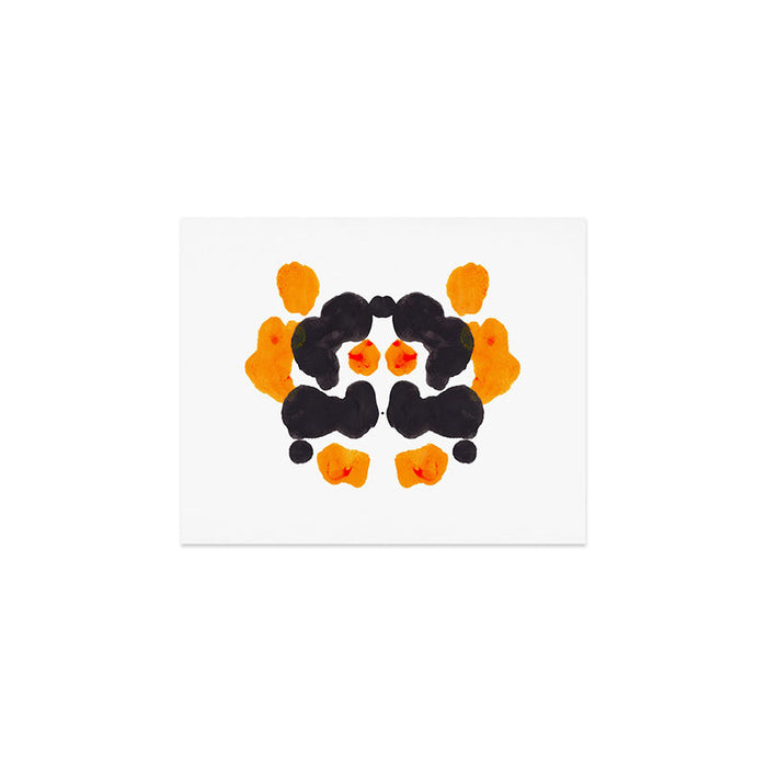 Orange & Black Inkblot Rorschach Diagram Art Print Gallery Image 1