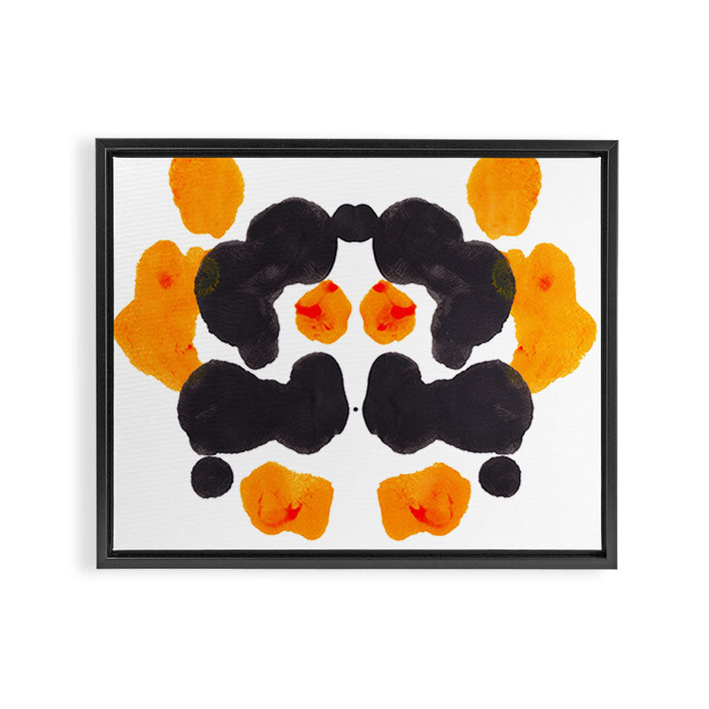 Orange & Black Inkblot Rorschach Diagram Framed Canvas Print Gallery Image 2