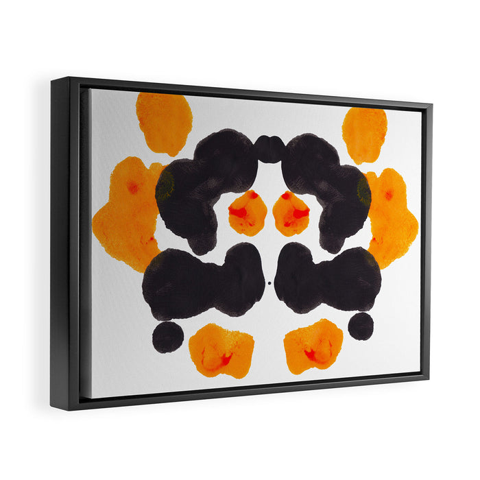 Orange & Black Inkblot Rorschach Diagram Framed Canvas Print Gallery Image 1