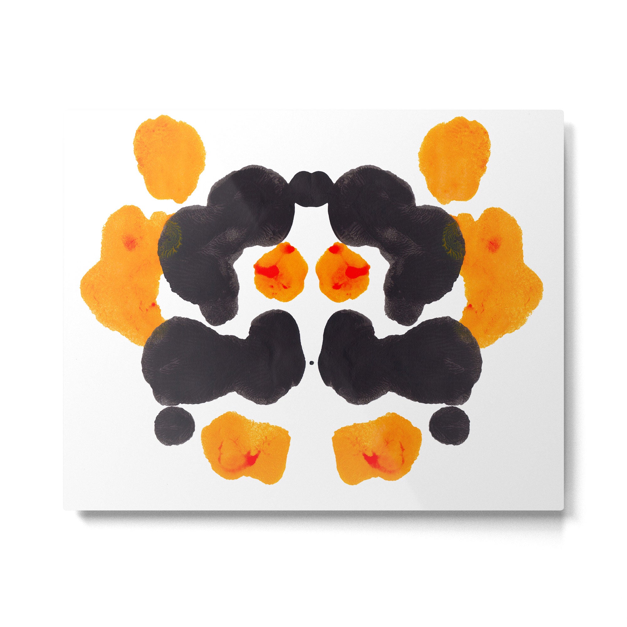 Orange & Black Inkblot Rorschach Diagram Metal Print Gallery Image 4