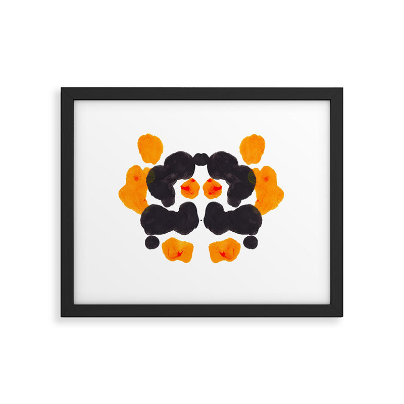 Orange & Black Inkblot Rorschach Diagram Framed Art Print Gallery Image 5