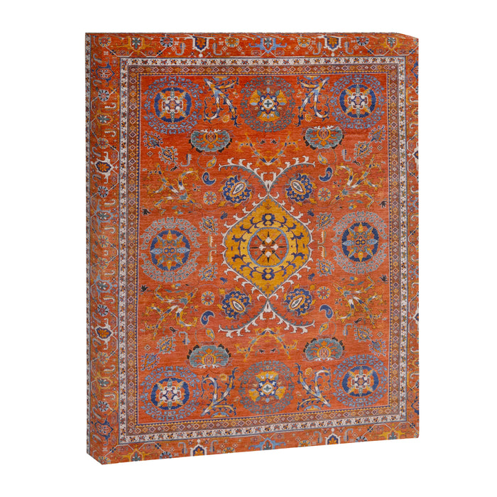 Orange Suns Suzani  Kazak Persian Rug Canvas Print Gallery Image 1