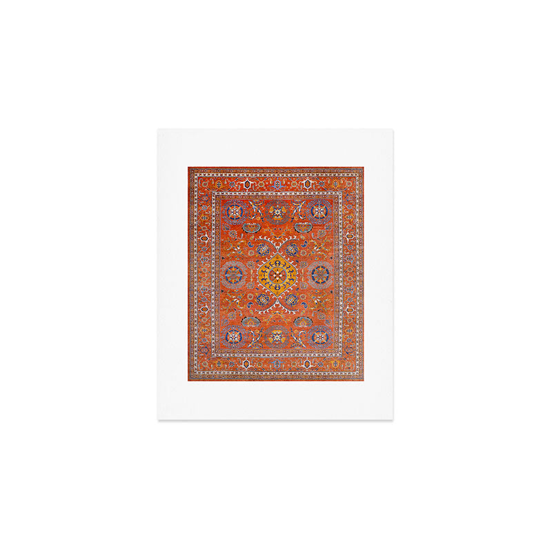 Orange Suns Suzani  Kazak Persian Rug Art Print Gallery Image 1