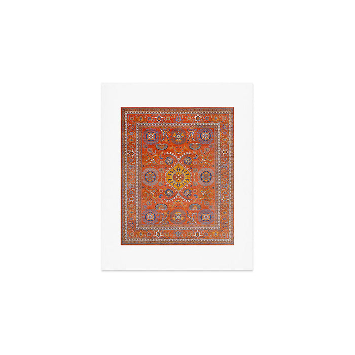 Orange Suns Suzani  Kazak Persian Rug Art Print Gallery Image 1