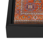 Orange Suns Suzani  Kazak Persian Rug Framed Canvas Print Gallery Image 3