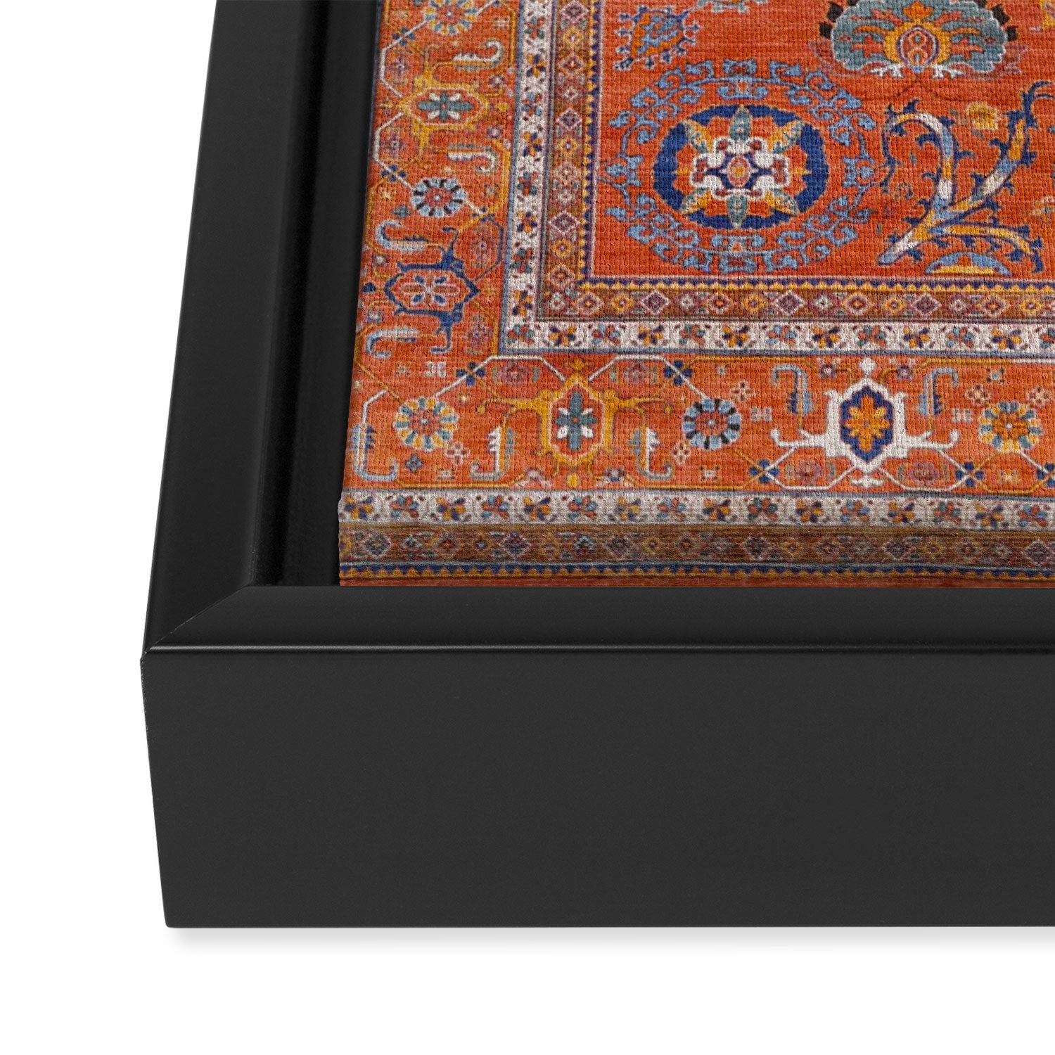 Orange Suns Suzani  Kazak Persian Rug Framed Canvas Print Gallery Image 3