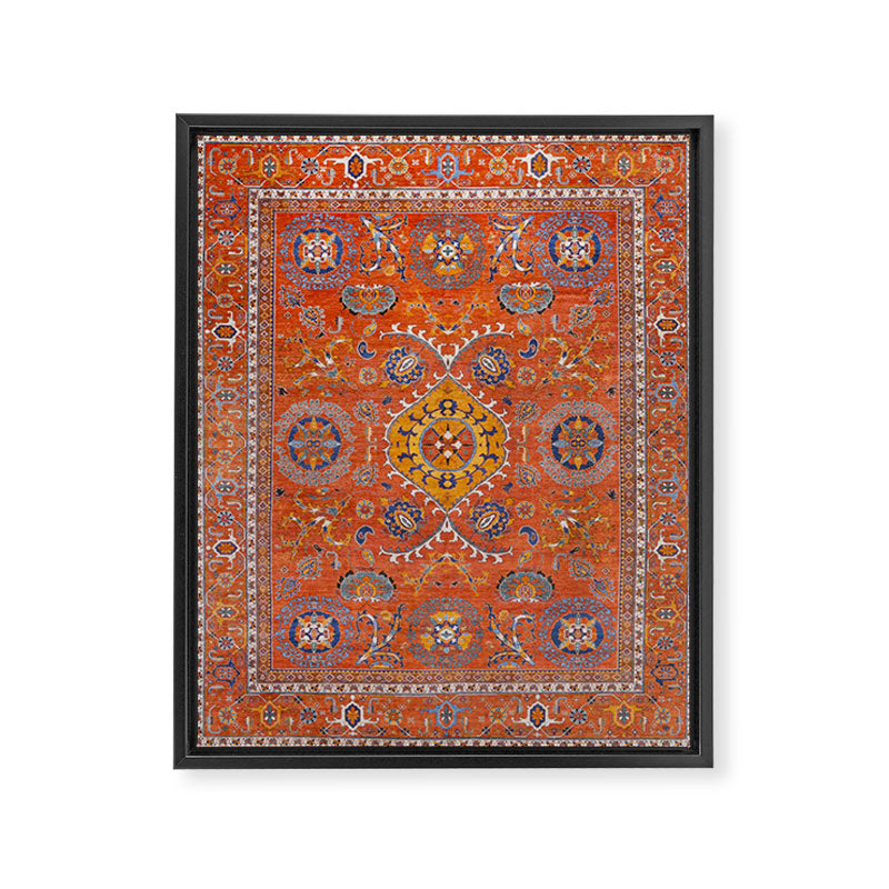Orange Suns Suzani  Kazak Persian Rug Framed Canvas Print Gallery Image 6