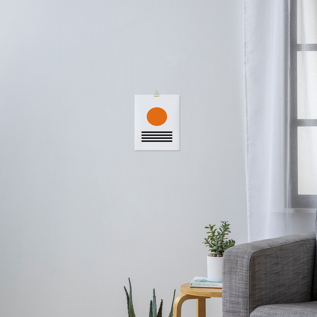 Orange Zen Sunset Minimalist Art Black Stripes Simple Art Art Print Gallery Image 3