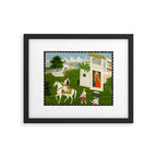  Painting. Love. A prince on a horse with attendants, taking leave of a lady. Indian Art Painted on paper.  Framed Art Print Gallery Image 5