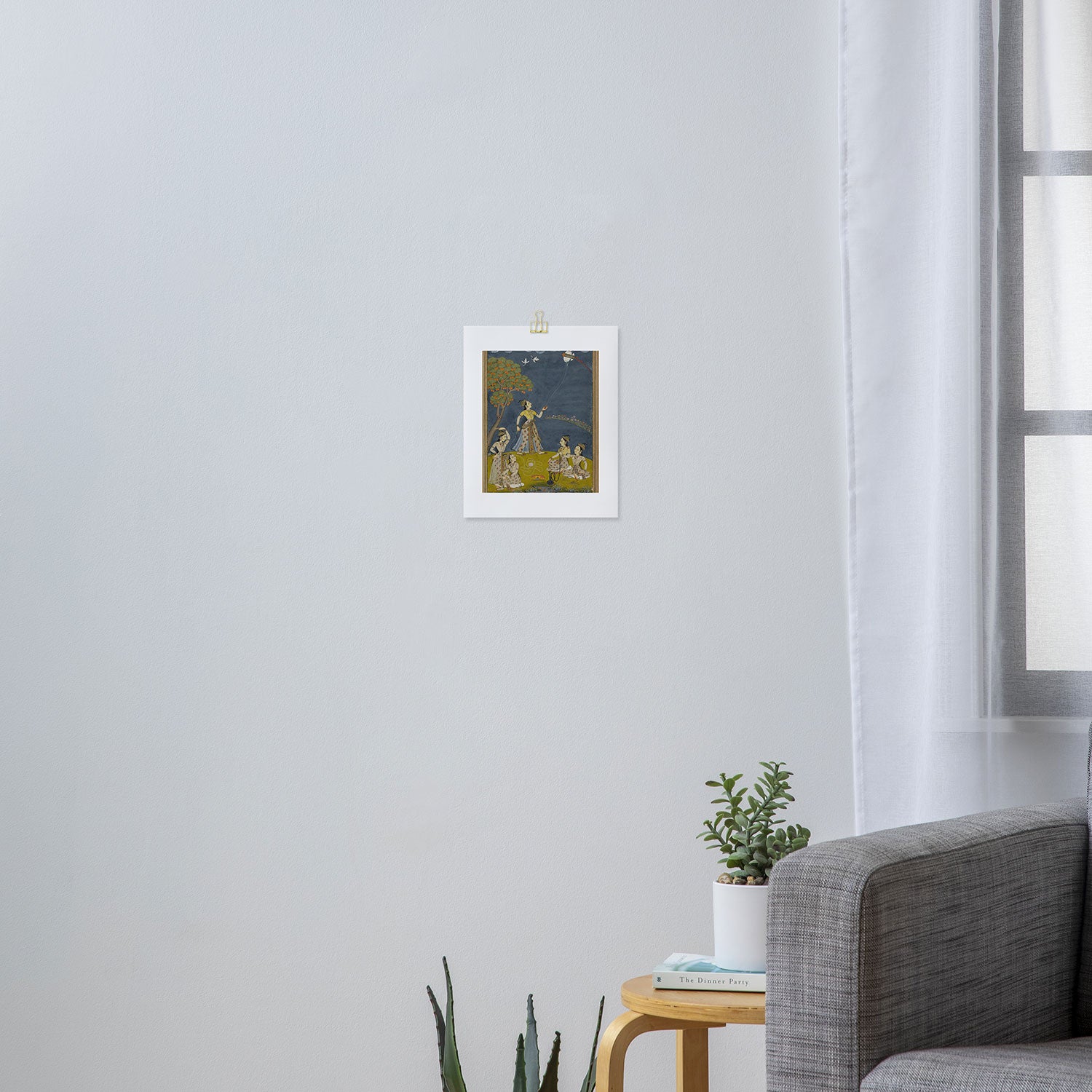 Painting of Five Women by a River with a Kite and Hookah Art Print Gallery Image 3