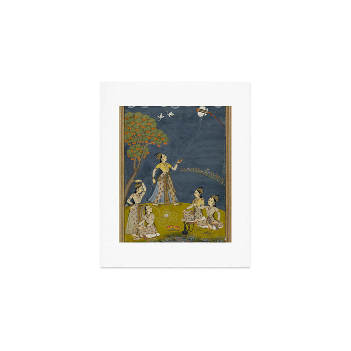 Painting of Five Women by a River with a Kite and Hookah Art Print Gallery Image 1