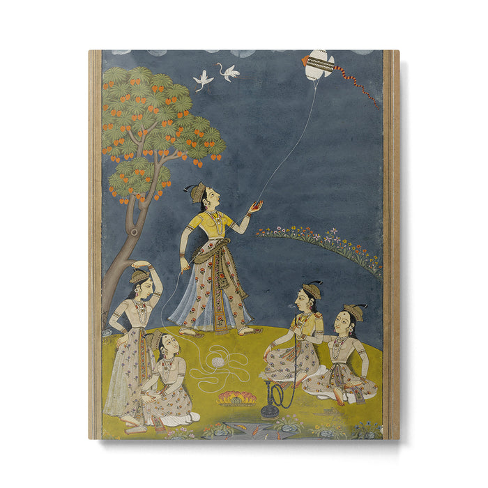Painting of Five Women by a River with a Kite and Hookah Metal Print Gallery Image 1