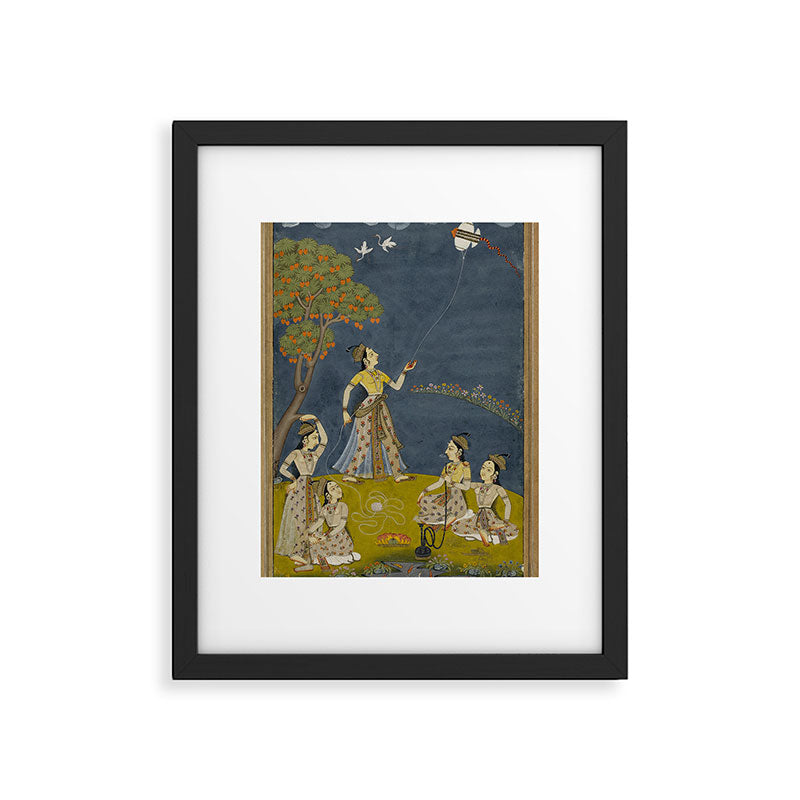 Painting of Five Women by a River with a Kite and Hookah Framed Art Print Gallery Image 5