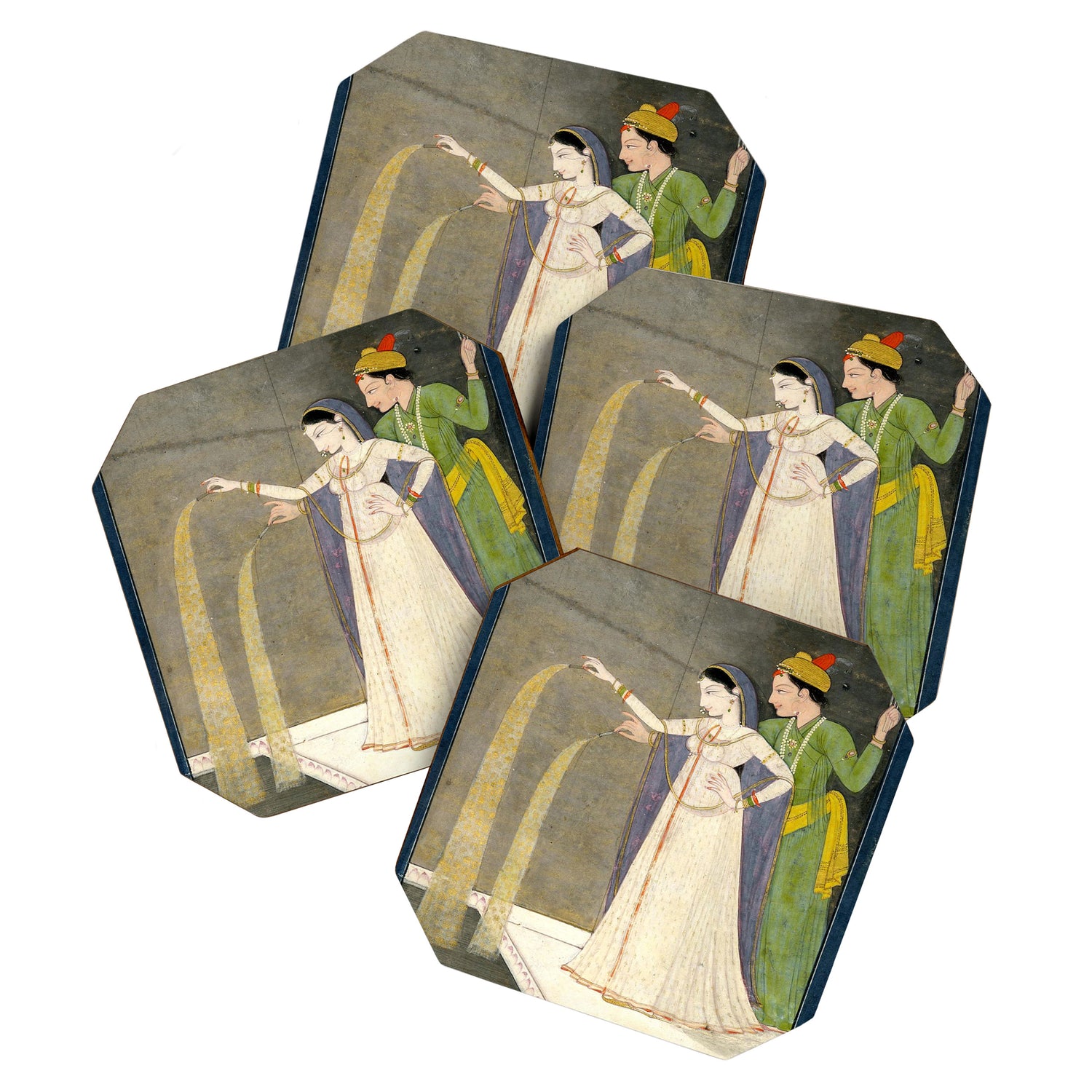     Painting. Recreation. Lovers playing with fireworks. Painted on paper Coaster Gallery Image 1