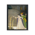     Painting. Recreation. Lovers playing with fireworks. Painted on paper Framed Canvas Print Gallery Image 6