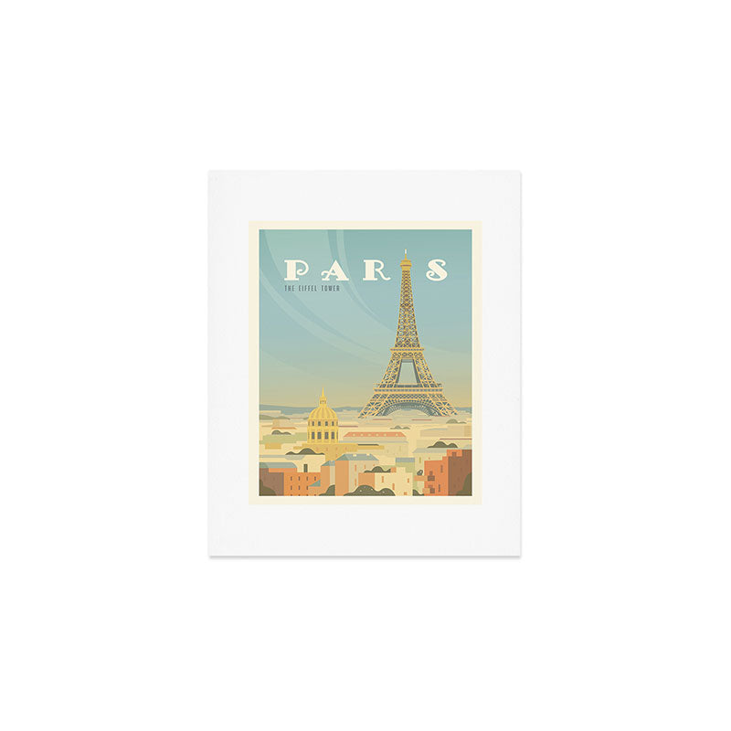 Paris France Eiffel Tower Vintage Travel Poster Commercial Air Travel Art Print Gallery Image 1