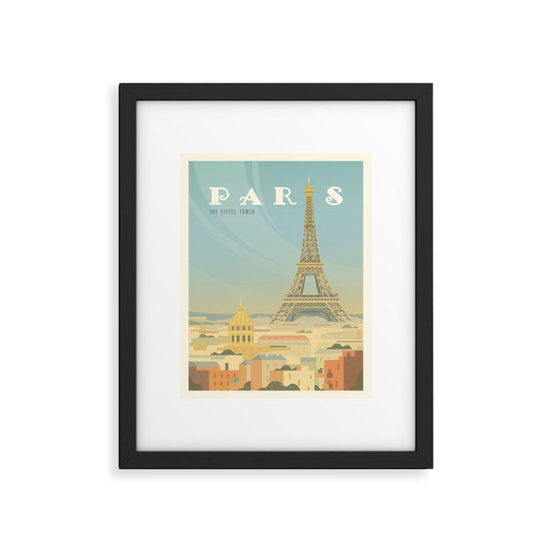 Paris France Eiffel Tower Vintage Travel Poster Commercial Air Travel Framed Art Print Gallery Image 5