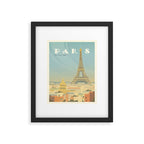 Paris France Eiffel Tower Vintage Travel Poster Commercial Air Travel Framed Art Print Gallery Image 5