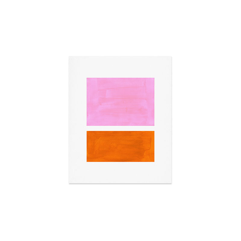 Pastel Neon Pink Yellow Ochre Mid Century Modern Abstract Minimalist Rothko Color Field Squares Art Print Gallery Image 1