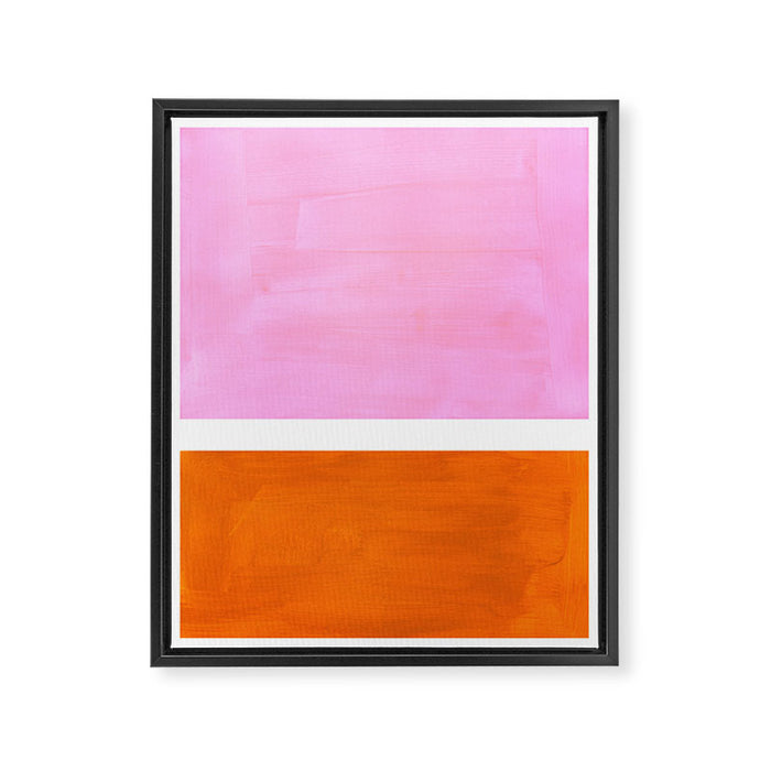 Pastel Neon Pink Yellow Ochre Mid Century Modern Abstract Minimalist Rothko Color Field Squares Framed Canvas Print Gallery Image 1
