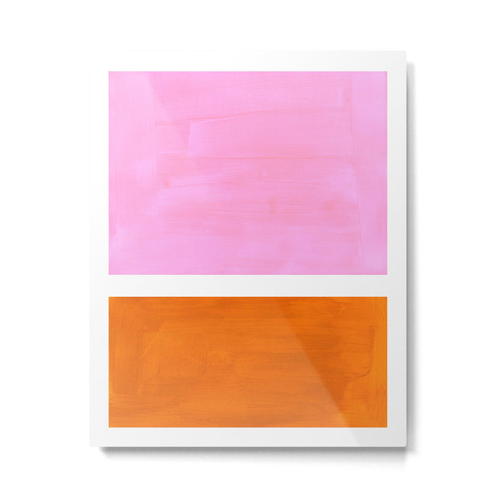 Pastel Neon Pink Yellow Ochre Mid Century Modern Abstract Minimalist Rothko Color Field Squares Metal Print Gallery Image 1