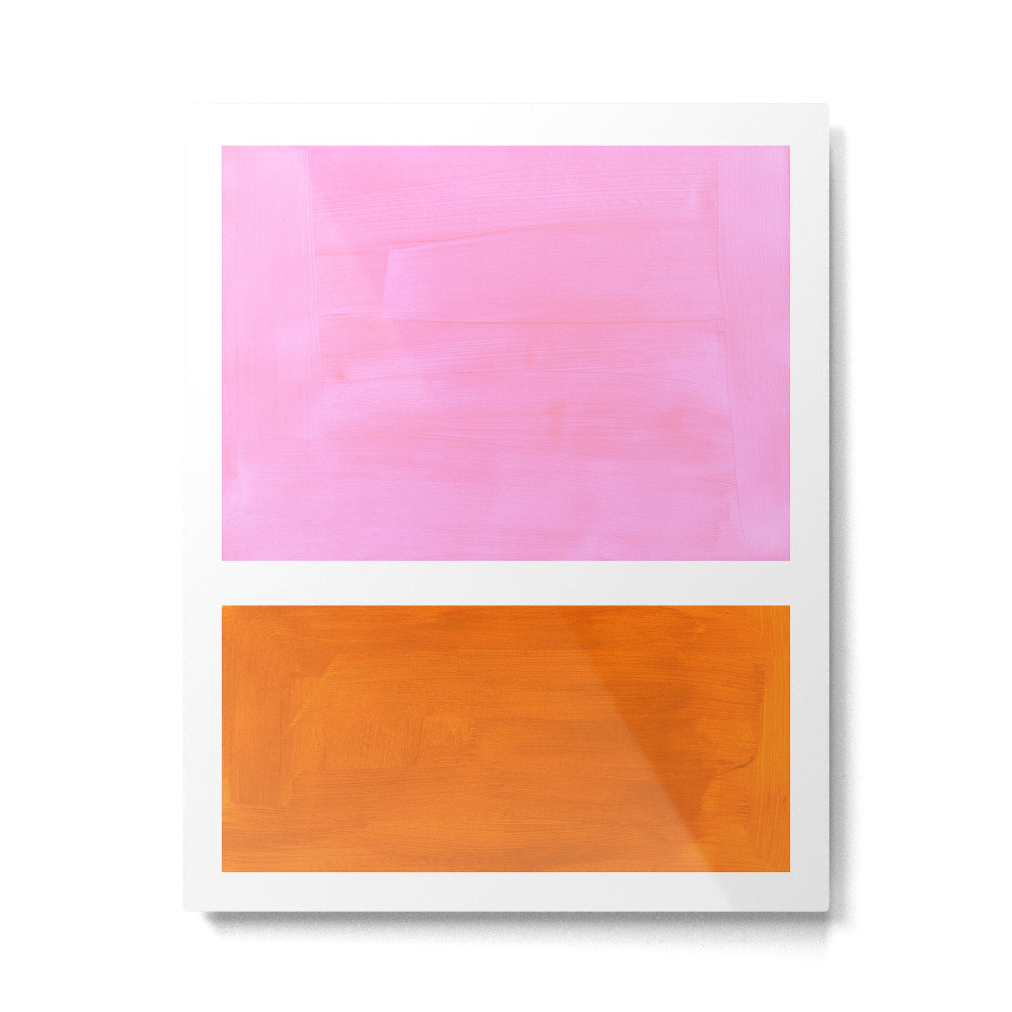Pastel Neon Pink Yellow Ochre Mid Century Modern Abstract Minimalist Rothko Color Field Squares Metal Print Gallery Image 4