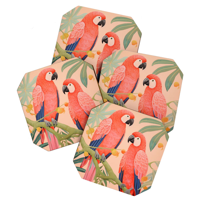 Pastel Parrot Pair Coaster Gallery Image 1