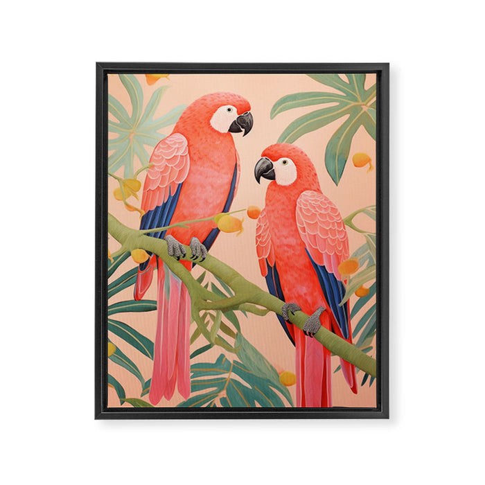 Pastel Parrot Pair Framed Canvas Print Gallery Image 1