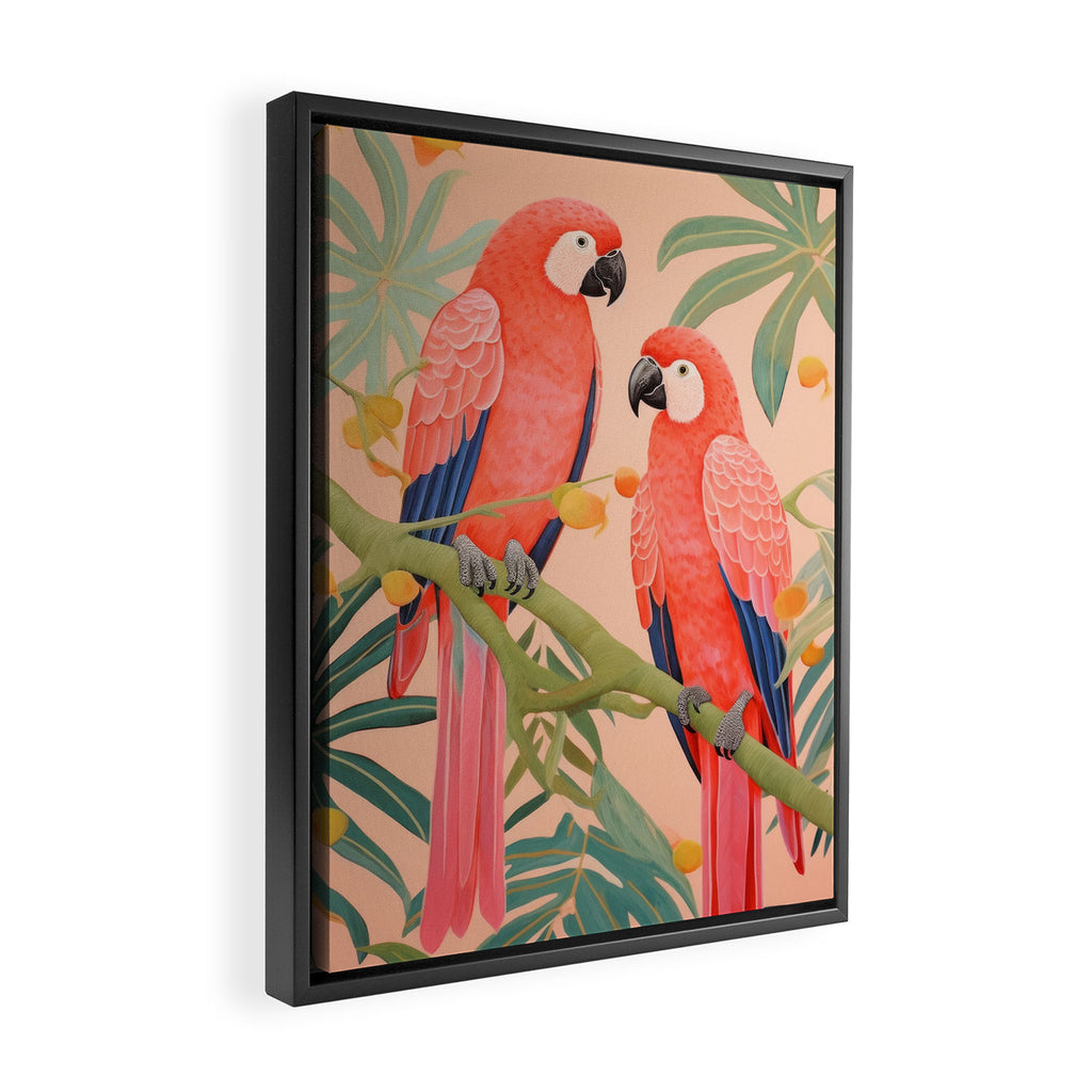 Pastel Parrot Pair Framed Canvas Print Gallery Image 2