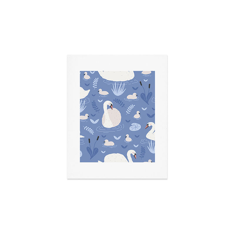 Pastel Periwinkle Swan Lake  Art Print Gallery Image 1