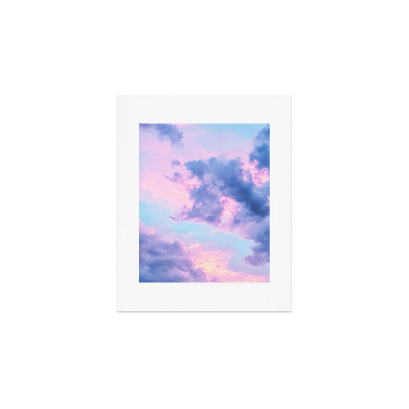 Pastel Purple Lilac Fluffy Fantasy Fairytale Sunset Clouds In The Sky Art Print Gallery Image 1