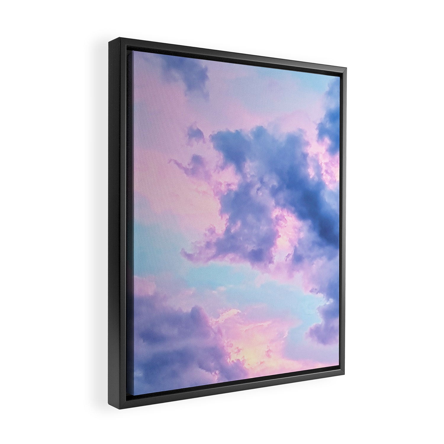 Pastel Purple Lilac Fluffy Fantasy Fairytale Sunset Clouds In The Sky Framed Canvas Print Gallery Image 2