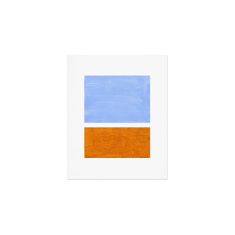 Pastel Royal Blue Yellow ochre Mid Century Modern Abstract Minimalist Rothko Color Field Squares Art Print Gallery Image 1