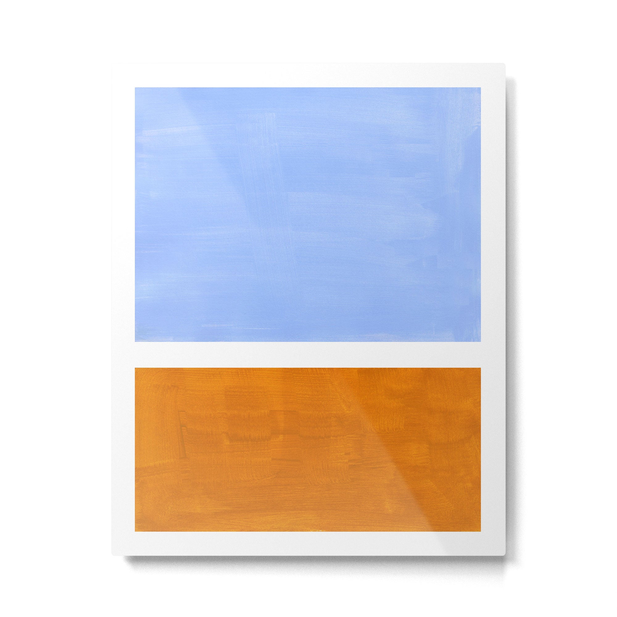 Pastel Royal Blue Yellow ochre Mid Century Modern Abstract Minimalist Rothko Color Field Squares Metal Print Gallery Image 4