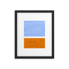 Pastel Royal Blue Yellow ochre Mid Century Modern Abstract Minimalist Rothko Color Field Squares Framed Art Print Gallery Image 5