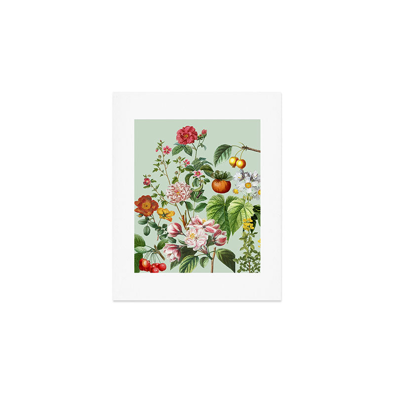 Persimmon Botanical Bloom Mint Green  Art Print Gallery Image 1