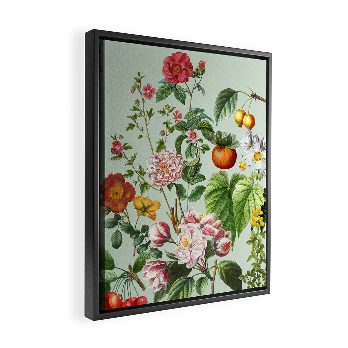 Persimmon Botanical Bloom Mint Green  Framed Canvas Print Gallery Image 2