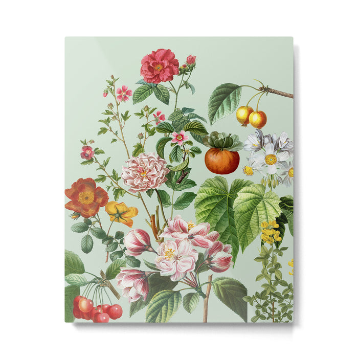Persimmon Botanical Bloom Mint Green  Metal Print Gallery Image 1