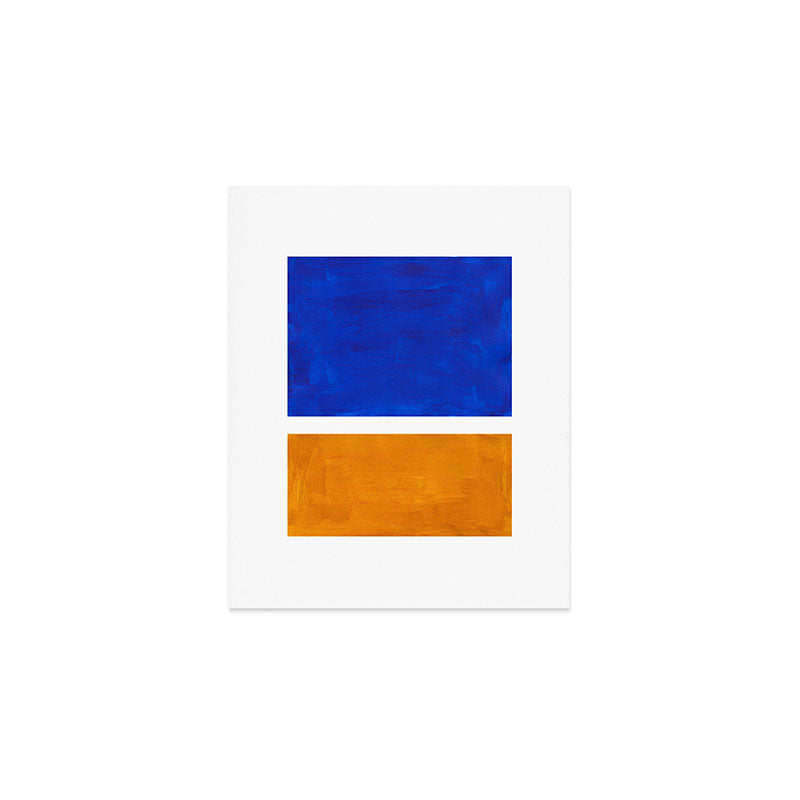 Phthalo Blue Yellow Ochre Mid Century Modern Abstract Minimalist Rothko Color Field Squares Art Print Gallery Image 1