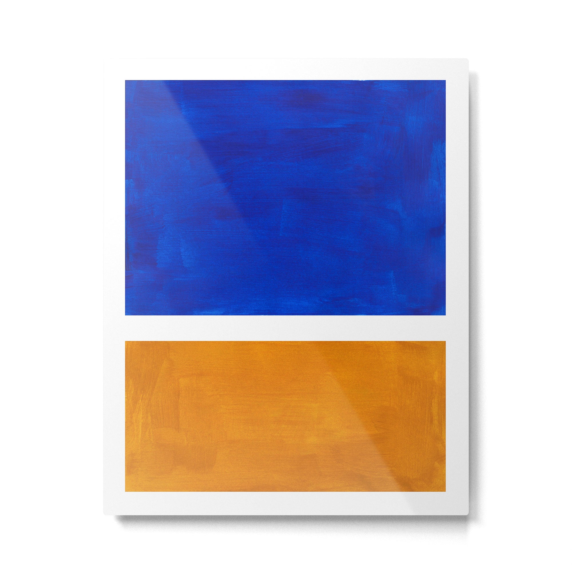 Phthalo Blue Yellow Ochre Mid Century Modern Abstract Minimalist Rothko Color Field Squares Metal Print Gallery Image 4