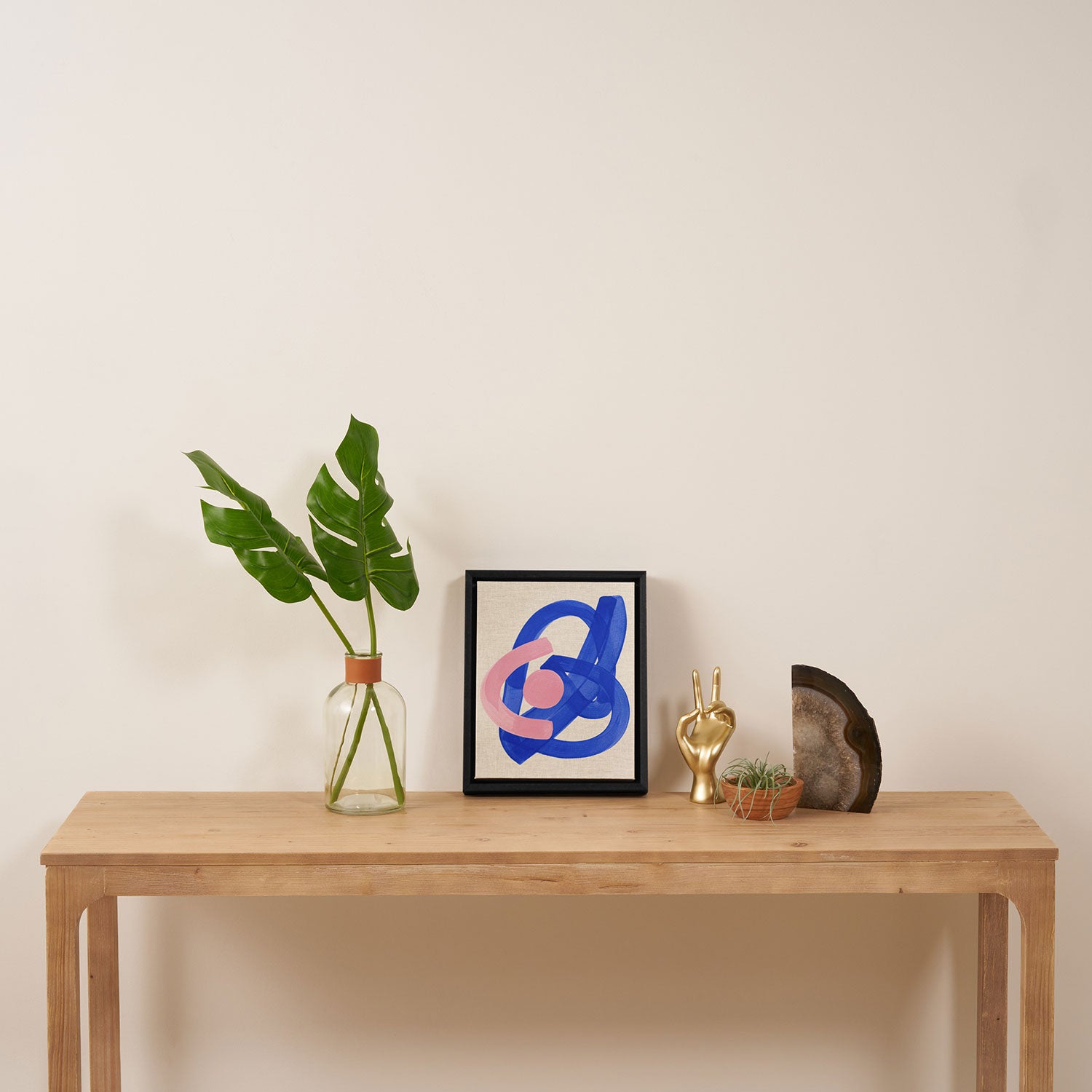 Pink And Blue Round Orbit Framed Canvas Print Gallery Image 4