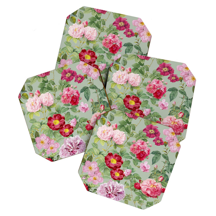 Pink Bloom Botanical Collage Coaster Gallery Image 1